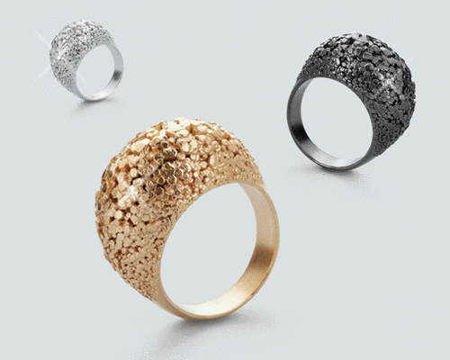 coded crystal ring - stunningly detailed 3d printed surface