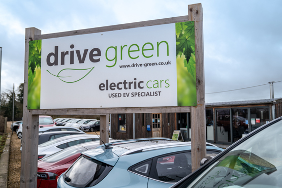 Signage at EV specialist Drive Green, near Bristol