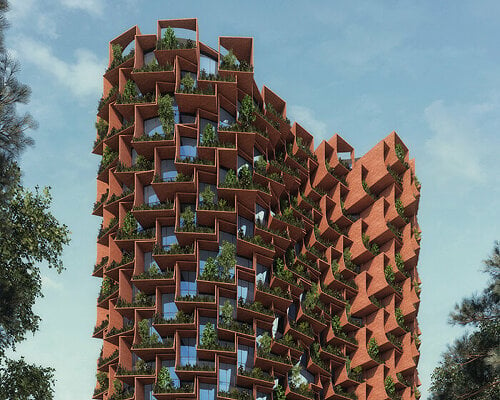 parabolic balconies sprout from sanjay puri's 'forest' workplace in central africa
